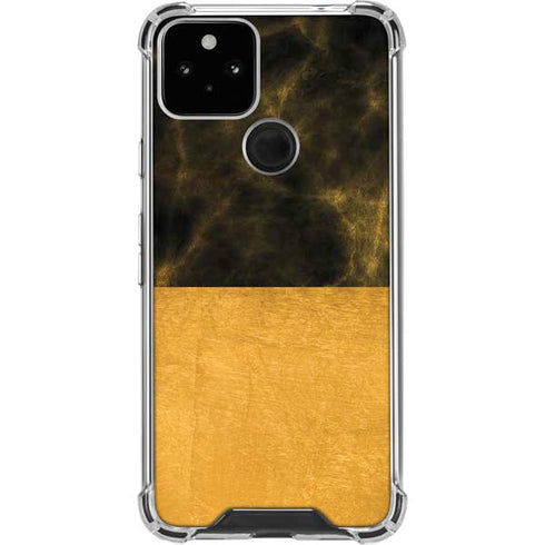 Black and Gold Split Marble Google Pixel 5 Clear Case